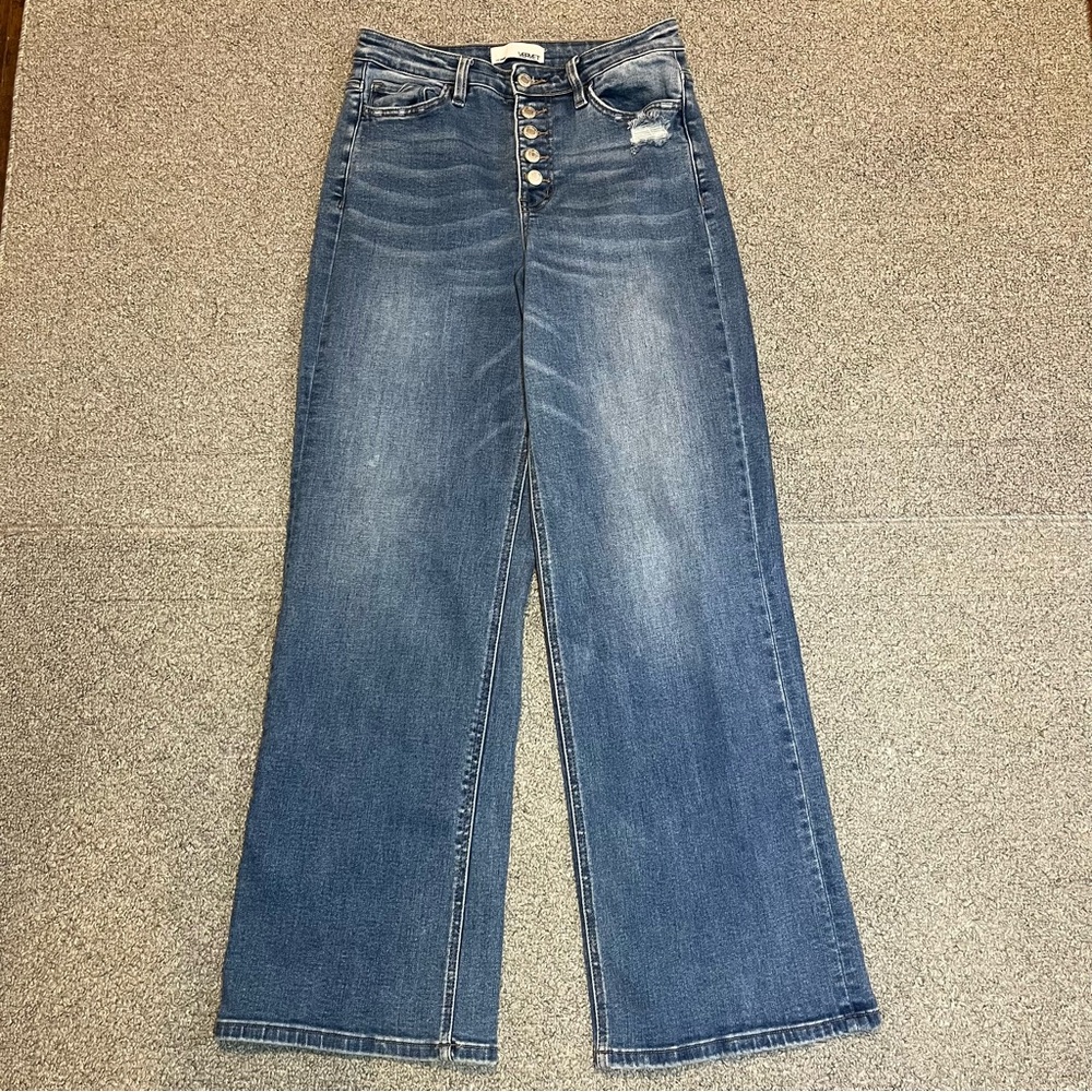 VERVET BY FLYING MONKEY Medium Wash High-Rise Wide Leg Jeans